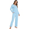 image:imageWiWi Pajamas Sets for Women Soft Long Sleeve Tops and Pants Sleepwear Ladies Pjs Viscose from Bamboo Pj SXXLCpale Blue