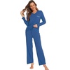 image:imageWiWi Pajamas Sets for Women Soft Long Sleeve Tops and Pants Sleepwear Ladies Pjs Viscose from Bamboo Pj SXXLCprussian Blue