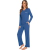 image:imageWiWi Pajamas Sets for Women Soft Long Sleeve Tops and Pants Sleepwear Ladies Pjs Viscose from Bamboo Pj SXXLCprussian Blue