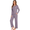 image:imageWiWi Pajamas Sets for Women Soft Long Sleeve Tops and Pants Sleepwear Ladies Pjs Viscose from Bamboo Pj SXXLCviolet