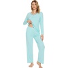 image:imageWiWi Pajamas Sets for Women Soft Long Sleeve Tops and Pants Sleepwear Ladies Pjs Viscose from Bamboo Pj SXXLDaqua
