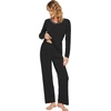 image:imageWiWi Pajamas Sets for Women Soft Long Sleeve Tops and Pants Sleepwear Ladies Pjs Viscose from Bamboo Pj SXXLDblack