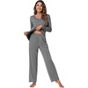 image:imageWiWi Pajamas Sets for Women Soft Long Sleeve Tops and Pants Sleepwear Ladies Pjs Viscose from Bamboo Pj SXXLDdark Heather Grey