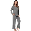 image:imageWiWi Pajamas Sets for Women Soft Long Sleeve Tops and Pants Sleepwear Ladies Pjs Viscose from Bamboo Pj SXXLDdark Heather Grey