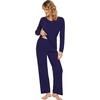 image:imageWiWi Pajamas Sets for Women Soft Long Sleeve Tops and Pants Sleepwear Ladies Pjs Viscose from Bamboo Pj SXXLDnavy