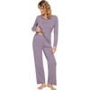 image:imageWiWi Pajamas Sets for Women Soft Long Sleeve Tops and Pants Sleepwear Ladies Pjs Viscose from Bamboo Pj SXXLDviolet