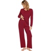 image:imageWiWi Pajamas Sets for Women Soft Long Sleeve Tops and Pants Sleepwear Ladies Pjs Viscose from Bamboo Pj SXXLDwine Red
