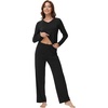 image:imageWiWi Pajamas Sets for Women Soft Long Sleeve Tops and Pants Sleepwear Ladies Pjs Viscose from Bamboo Pj SXXLEblack
