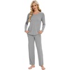 image:imageWiWi Pajamas Sets for Women Soft Long Sleeve Tops and Pants Sleepwear Ladies Pjs Viscose from Bamboo Pj SXXLEheather Grey