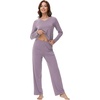 image:imageWiWi Pajamas Sets for Women Soft Long Sleeve Tops and Pants Sleepwear Ladies Pjs Viscose from Bamboo Pj SXXLEviolet