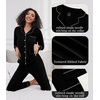 image:imageWiWi Pajamas for Women Bamboo Viscose Soft Ribbed Sleepwear Button Down Top and Pants 2 Piece Loungewear SXXLAblack