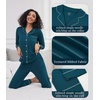image:imageWiWi Pajamas for Women Bamboo Viscose Soft Ribbed Sleepwear Button Down Top and Pants 2 Piece Loungewear SXXLAdeep Teal
