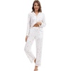 image:imageWiWi Pajamas for Women Bamboo Viscose Soft Ribbed Sleepwear Button Down Top and Pants 2 Piece Loungewear SXXLAfloral