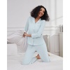 image:imageWiWi Pajamas for Women Bamboo Viscose Soft Ribbed Sleepwear Button Down Top and Pants 2 Piece Loungewear SXXLAlight Blue