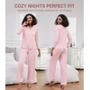 image:imageWiWi Pajamas for Women Bamboo Viscose Soft Ribbed Sleepwear Button Down Top and Pants 2 Piece Loungewear SXXLApink