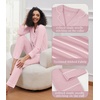 image:imageWiWi Pajamas for Women Bamboo Viscose Soft Ribbed Sleepwear Button Down Top and Pants 2 Piece Loungewear SXXLApink