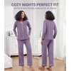 image:imageWiWi Pajamas for Women Bamboo Viscose Soft Ribbed Sleepwear Button Down Top and Pants 2 Piece Loungewear SXXLAviolet