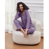 image:imageWiWi Pajamas for Women Bamboo Viscose Soft Ribbed Sleepwear Button Down Top and Pants 2 Piece Loungewear SXXLAviolet
