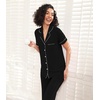image:imageWiWi Pajamas for Women Bamboo Viscose Soft Ribbed Sleepwear Button Down Top and Pants 2 Piece Loungewear SXXLBblack