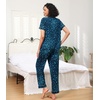 image:imageWiWi Pajamas for Women Bamboo Viscose Soft Ribbed Sleepwear Button Down Top and Pants 2 Piece Loungewear SXXLBblue Floral