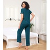 image:imageWiWi Pajamas for Women Bamboo Viscose Soft Ribbed Sleepwear Button Down Top and Pants 2 Piece Loungewear SXXLBdeep Teal