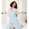 image:imageWiWi Pajamas for Women Bamboo Viscose Soft Ribbed Sleepwear Button Down Top and Pants 2 Piece Loungewear SXXLBlight Blue