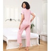 image:imageWiWi Pajamas for Women Bamboo Viscose Soft Ribbed Sleepwear Button Down Top and Pants 2 Piece Loungewear SXXLBpink