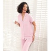 image:imageWiWi Pajamas for Women Bamboo Viscose Soft Ribbed Sleepwear Button Down Top and Pants 2 Piece Loungewear SXXLBpink