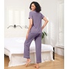 image:imageWiWi Pajamas for Women Bamboo Viscose Soft Ribbed Sleepwear Button Down Top and Pants 2 Piece Loungewear SXXLBviolet