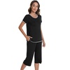 image:imageWiWi Pajamas for Women Soft Knit Capri Pants Pajama Sets Summer Pjs Sleepwear Comfy Lounge Set Viscose from Bamboo SXXLAblack