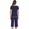 image:imageWiWi Pajamas for Women Soft Knit Capri Pants Pajama Sets Summer Pjs Sleepwear Comfy Lounge Set Viscose from Bamboo SXXLAnavy