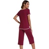 image:imageWiWi Pajamas for Women Soft Knit Capri Pants Pajama Sets Summer Pjs Sleepwear Comfy Lounge Set Viscose from Bamboo SXXLAwine