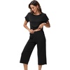 image:imageWiWi Pajamas for Women Soft Knit Capri Pants Pajama Sets Summer Pjs Sleepwear Comfy Lounge Set Viscose from Bamboo SXXLBblack