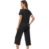 image:imageWiWi Pajamas for Women Soft Knit Capri Pants Pajama Sets Summer Pjs Sleepwear Comfy Lounge Set Viscose from Bamboo SXXLBblack