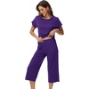 image:imageWiWi Pajamas for Women Soft Knit Capri Pants Pajama Sets Summer Pjs Sleepwear Comfy Lounge Set Viscose from Bamboo SXXLBdark Purple