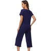 image:imageWiWi Pajamas for Women Soft Knit Capri Pants Pajama Sets Summer Pjs Sleepwear Comfy Lounge Set Viscose from Bamboo SXXLBnavy