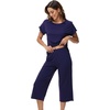 image:imageWiWi Pajamas for Women Soft Knit Capri Pants Pajama Sets Summer Pjs Sleepwear Comfy Lounge Set Viscose from Bamboo SXXLBnavy