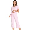 image:imageWiWi Pajamas for Women Soft Knit Capri Pants Pajama Sets Summer Pjs Sleepwear Comfy Lounge Set Viscose from Bamboo SXXLBpink
