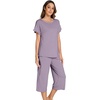 image:imageWiWi Pajamas for Women Soft Knit Capri Pants Pajama Sets Summer Pjs Sleepwear Comfy Lounge Set Viscose from Bamboo SXXLBviolet