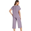 image:imageWiWi Pajamas for Women Soft Knit Capri Pants Pajama Sets Summer Pjs Sleepwear Comfy Lounge Set Viscose from Bamboo SXXLBviolet