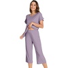 image:imageWiWi Pajamas for Women Soft Knit Capri Pants Pajama Sets Summer Pjs Sleepwear Comfy Lounge Set Viscose from Bamboo SXXLBviolet