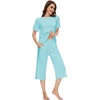 image:imageWiWi Pajamas for Women Soft Knit Capri Pants Pajama Sets Summer Pjs Sleepwear Comfy Lounge Set Viscose from Bamboo SXXLCaqua