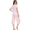 image:imageWiWi Pajamas for Women Soft Knit Capri Pants Pajama Sets Summer Pjs Sleepwear Comfy Lounge Set Viscose from Bamboo SXXLCpink