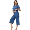 image:imageWiWi Pajamas for Women Soft Knit Capri Pants Pajama Sets Summer Pjs Sleepwear Comfy Lounge Set Viscose from Bamboo SXXLCprussian Clue