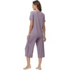 image:imageWiWi Pajamas for Women Soft Knit Capri Pants Pajama Sets Summer Pjs Sleepwear Comfy Lounge Set Viscose from Bamboo SXXLCviolet