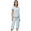 image:imageWiWi Pajamas for Women Soft Knit Capri Pants Pajama Sets Summer Pjs Sleepwear Comfy Lounge Set Viscose from Bamboo SXXLDmist Green