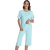 image:imageWiWi Pajamas for Women Soft Knit Capri Pants Pajama Sets Summer Pjs Sleepwear Comfy Lounge Set Viscose from Bamboo SXXLEaqua