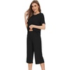 image:imageWiWi Pajamas for Women Soft Knit Capri Pants Pajama Sets Summer Pjs Sleepwear Comfy Lounge Set Viscose from Bamboo SXXLEblack