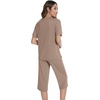 image:imageWiWi Pajamas for Women Soft Knit Capri Pants Pajama Sets Summer Pjs Sleepwear Comfy Lounge Set Viscose from Bamboo SXXLEcamel