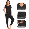 image:imageWiWi Pajamas for Women Soft Pajama Sets Short Sleeve Tops with Jogger Pants Viscose from Bamboo Pjs SXXLAblack